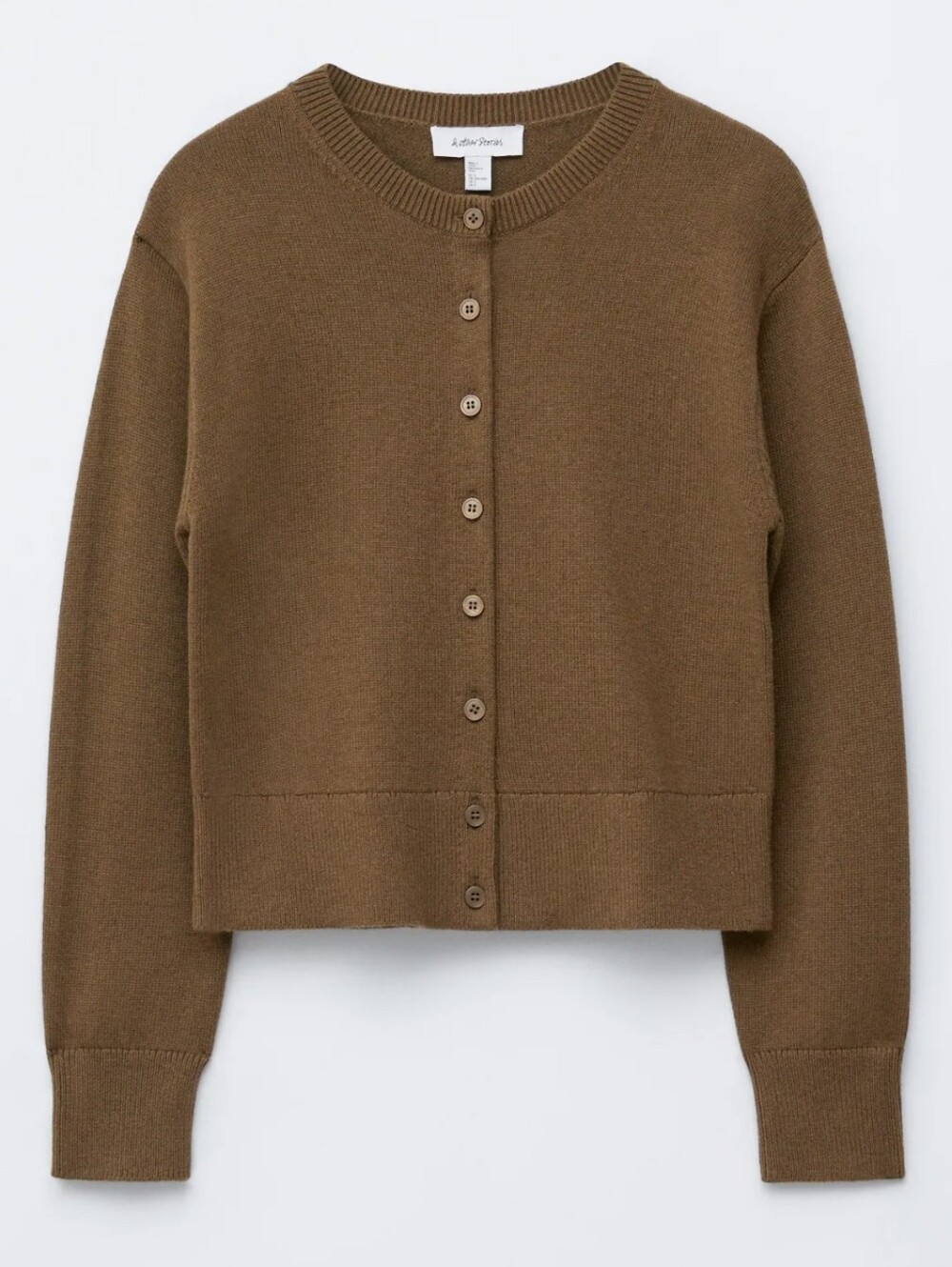 NWT & Other Stories Thin-Knit Cardigan Sweater Light Brown Wool Cotton Button